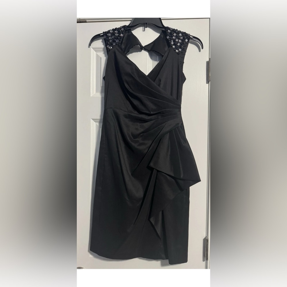 Maggy London Little Black Cocktail Dress Size 2 With Beautiful Accents